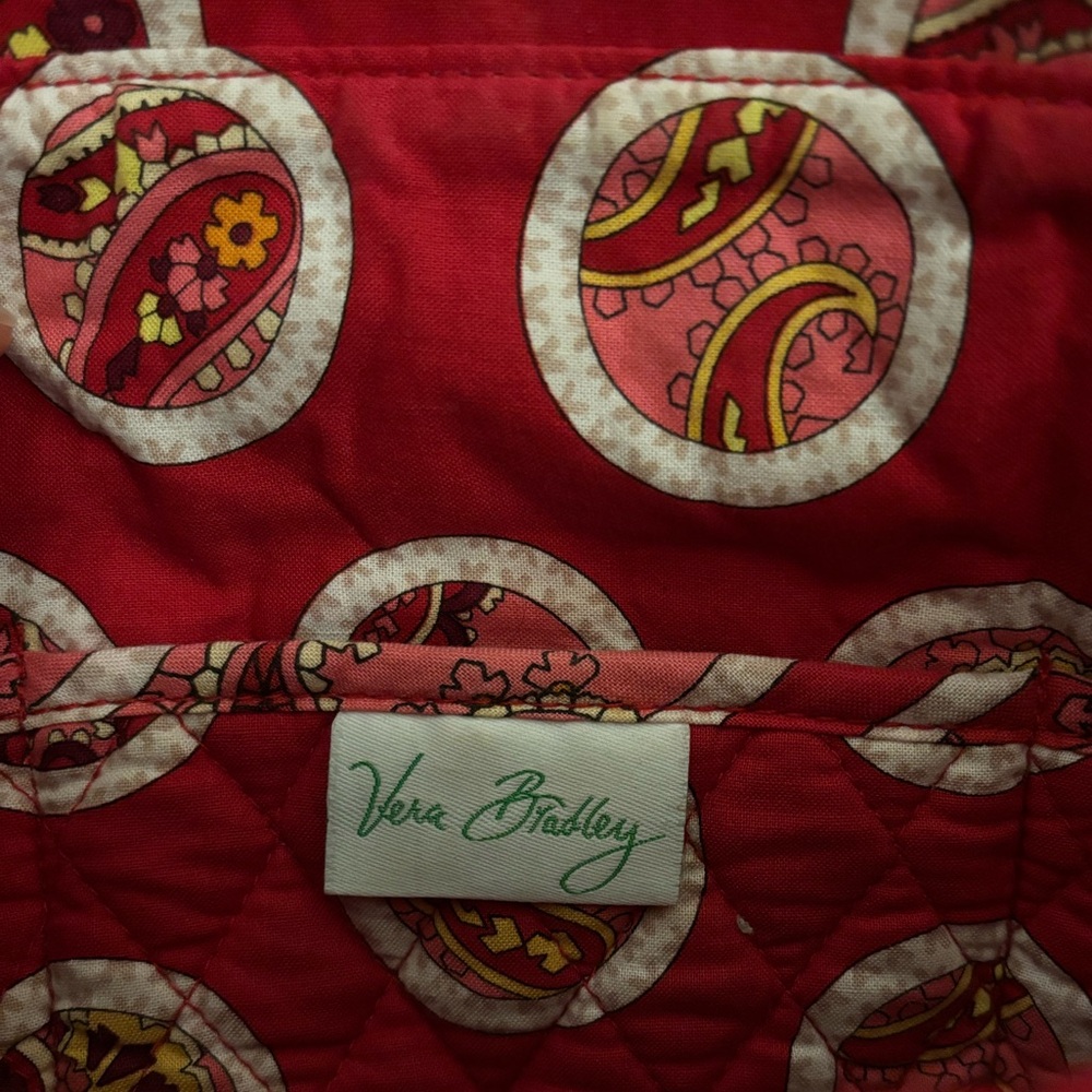 Vera Bradley Rosie Posie Red Pink Small Tote Bag / Shoulder Purse with Pockets - Picture 2 of 15